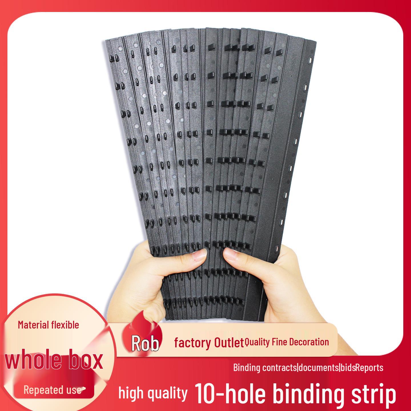 

100 Black A4 Binding Strips with 10 Holes - 15mm Thickness 15mm [Holds approximately 145 sheets of A4 paper]