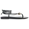 Zara Pu Fashionable Comfortable Metallic Embellished Flat One Strap Sandals 1Cm Women Sandals Black 3614510800
