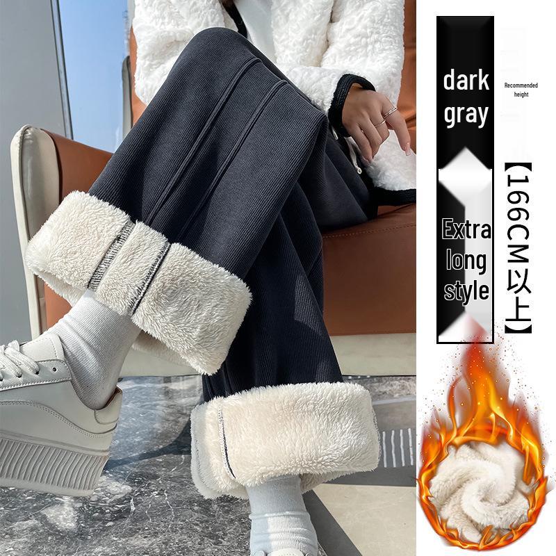 2025 Versatile Lambswool Warm Commuting Pants: Autumn/Winter Plus Velvet Casual Slit Style