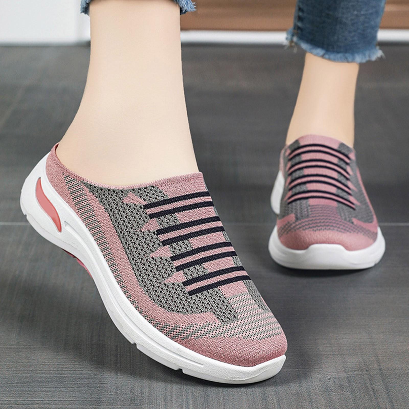 

Женские кроссовки Женская повседневная обувь Весна и лето Повседневная женская обувь Повседневные дышащие полуфлоп-кроссовки 41 розовый