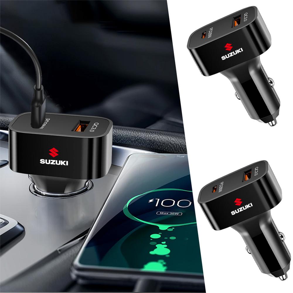 Fast Charging PD QC3.0 USB Type C Adapter Car Mobile Phone Charger For Suzuki Swift Grand Vitara Jimny Celerio Scross Alto Ciaz