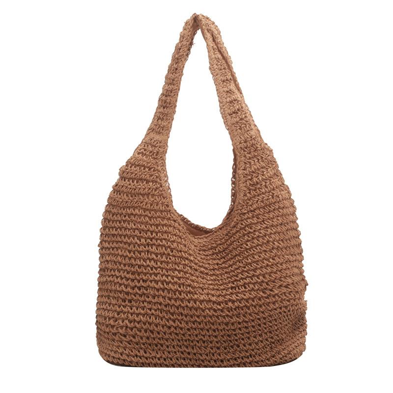 

Bag women s high-end sense exquisite underarm bag spring new large-capacity straw bag shoulder tote bag хакі