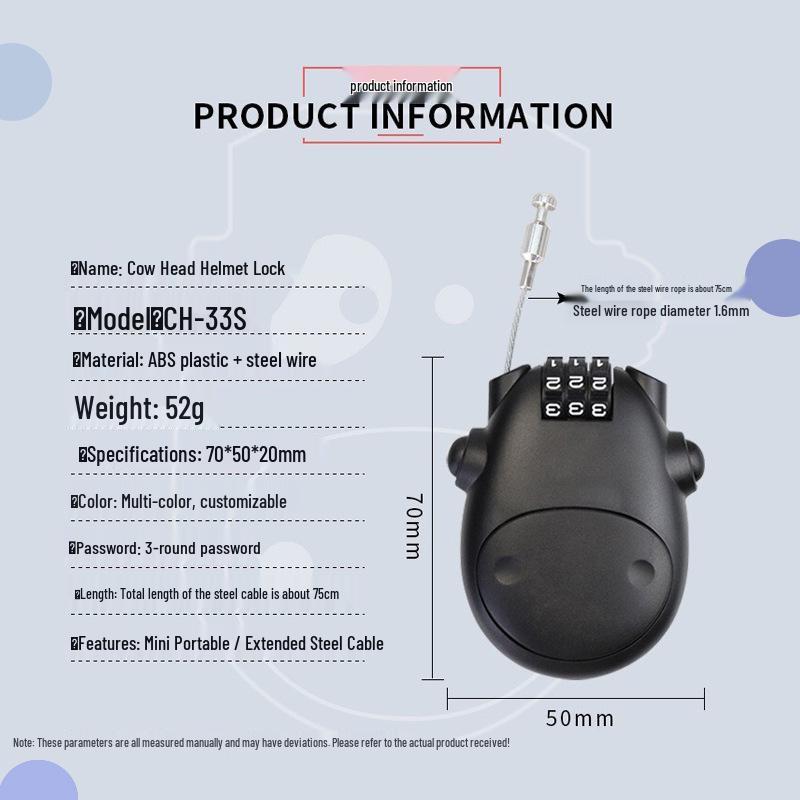 Retractable Anti-theft Combination Lock for Helmets, Suitcases, Bicycles, and Electric Scooters