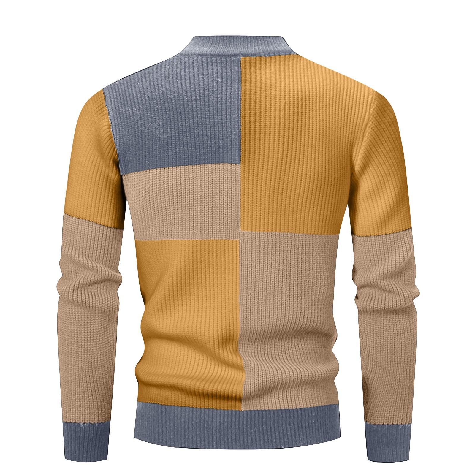 

Зимний мужской полувысокий воротник, контрастный пуловер, свитер, вязаный повседневный топ XXXL жёлтый