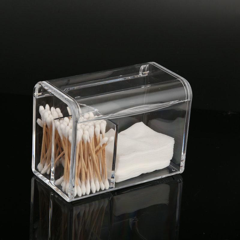 Staubdichte Aufbewahrungsbox für Make-up-Wattepads, Kunststoff-Aufbewahrungsbehälter für Kosmetiktupfer mit Deckel, transparenter Wattestäbchenhalter