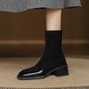 Krazing Pot Flock Winter Square Toe Modern Size 33 Boots Size 43 Zipper Fashion Stretch Ankle Boots