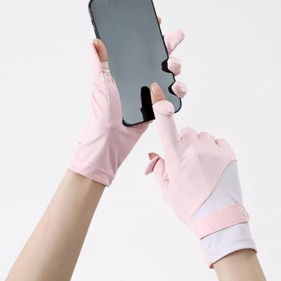 זוג כפפות הגנה מהשמש מידה אחת קרם הגנה נושמות בד מקרר נגד קרינת UV כפפות החלקה לרכיבה על אופניים נהיגה בחוץ