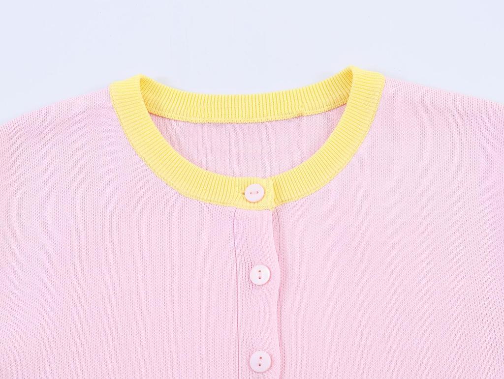 Spring 2026 Women's European & American Style Long Sleeve Color Block Knitwear