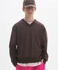 MOONSUN M.C Unisex, Logo Sheer V Neck Knit / Brown