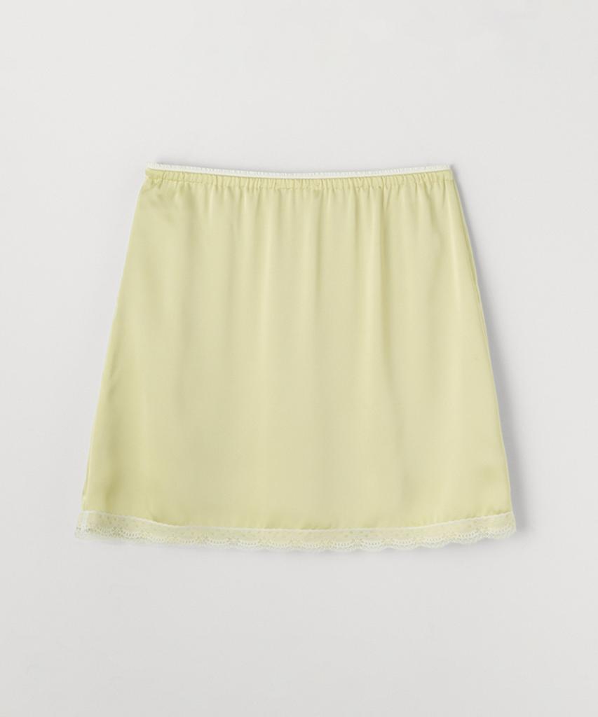 Selliteiljeu Satin Lace Mini Skirt_Lime