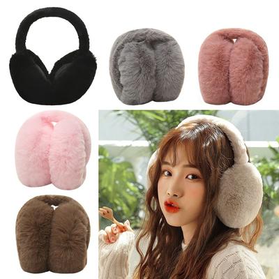 Women Men Cold Protection Faux Fur Ear-Muffs Foldable Earflaps Soft Plush Earmuffs Winter Warm