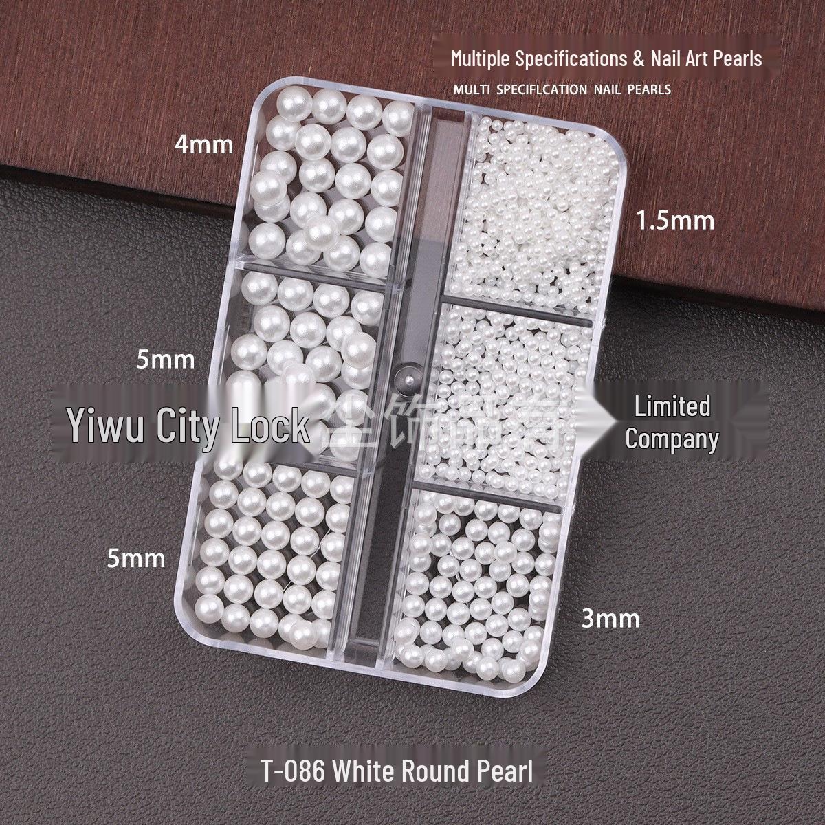 Assorted Nail Art Decorations: Mixed Sizes, Half-Round, No Holes, Pearl White, Off-White, Small Steel Beads
