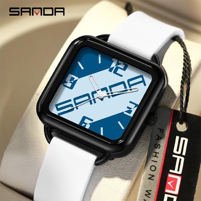 Fashion Brand Women elegant Quartz Watch waterproof Ladies Casual Silicone Watches Clock Girl Square watch Numbers line scales