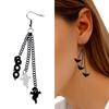 Skull Black Chain Earrings Halloween Ear Drop Earrings Stud Halloween Costume Accessories Hip Hop Ear Piercing Jewelry