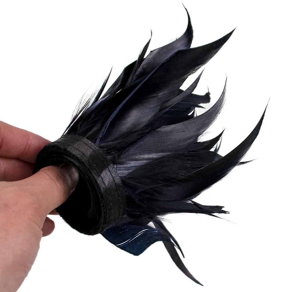 

Colorful Ladies Genuine Goose Fur Feather Slap Bracelet Cuff Sleeve Women Wrist Detachable Ostrich Feather Cuffs 1pcs чёрный