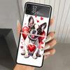 Lovely Puppy Heart Dogs Hard PC Phone Case For Samsung Galaxy Z Flip 7 6 5 4 3 Black ZFlip7 ZFlip6 Flip5 Flip4 Flip3 5G Print Co