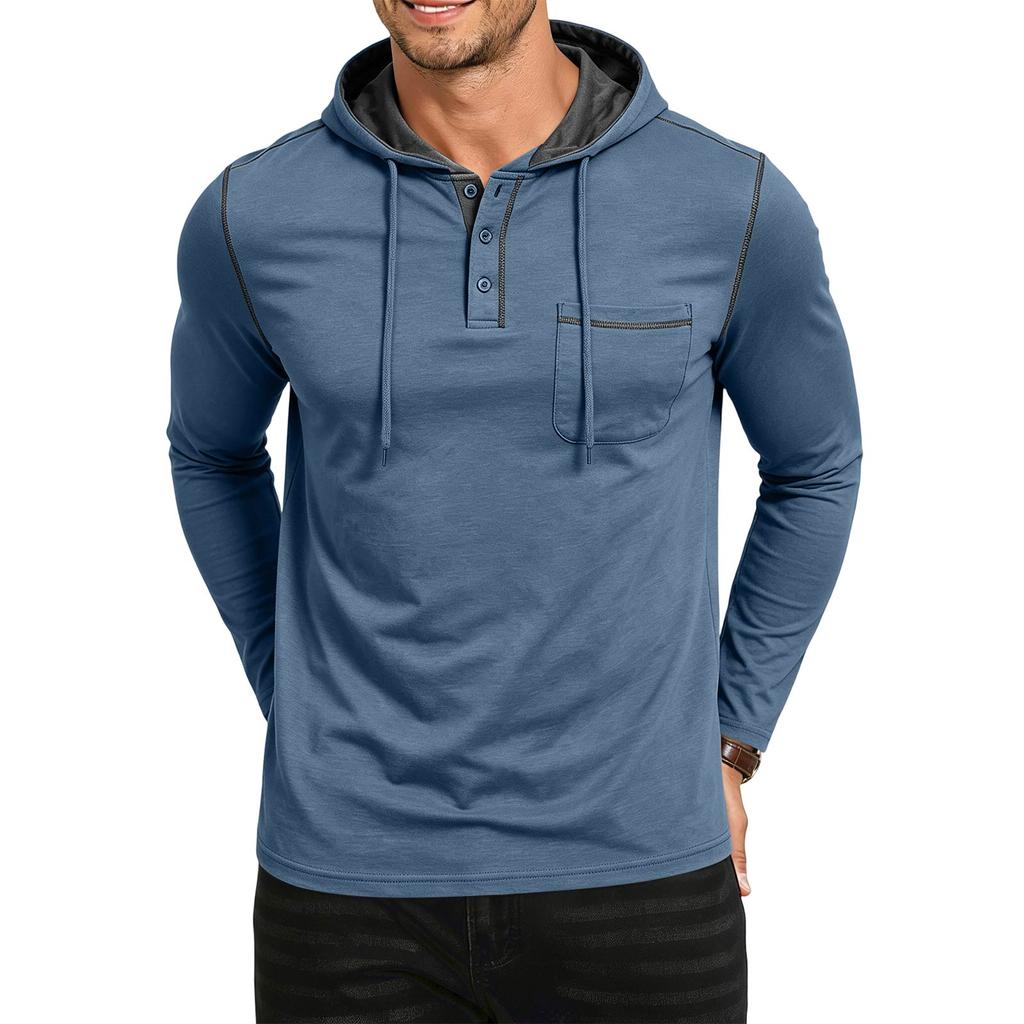 Men's Hooded Shirt Loose Fit Casual Long Sleeve for Outdoor Fall Winter