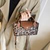 Trendy Plush Leopard Print Handbag For Women Stylish Mini Square Bag With Cozy Design