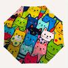 1pc Colorful Cats Automatic Folding Umbrella - 8-Rib Iron Frame, Windproof, Portable Sunshade with Plastic Handle for Travel & Outdoor Activ