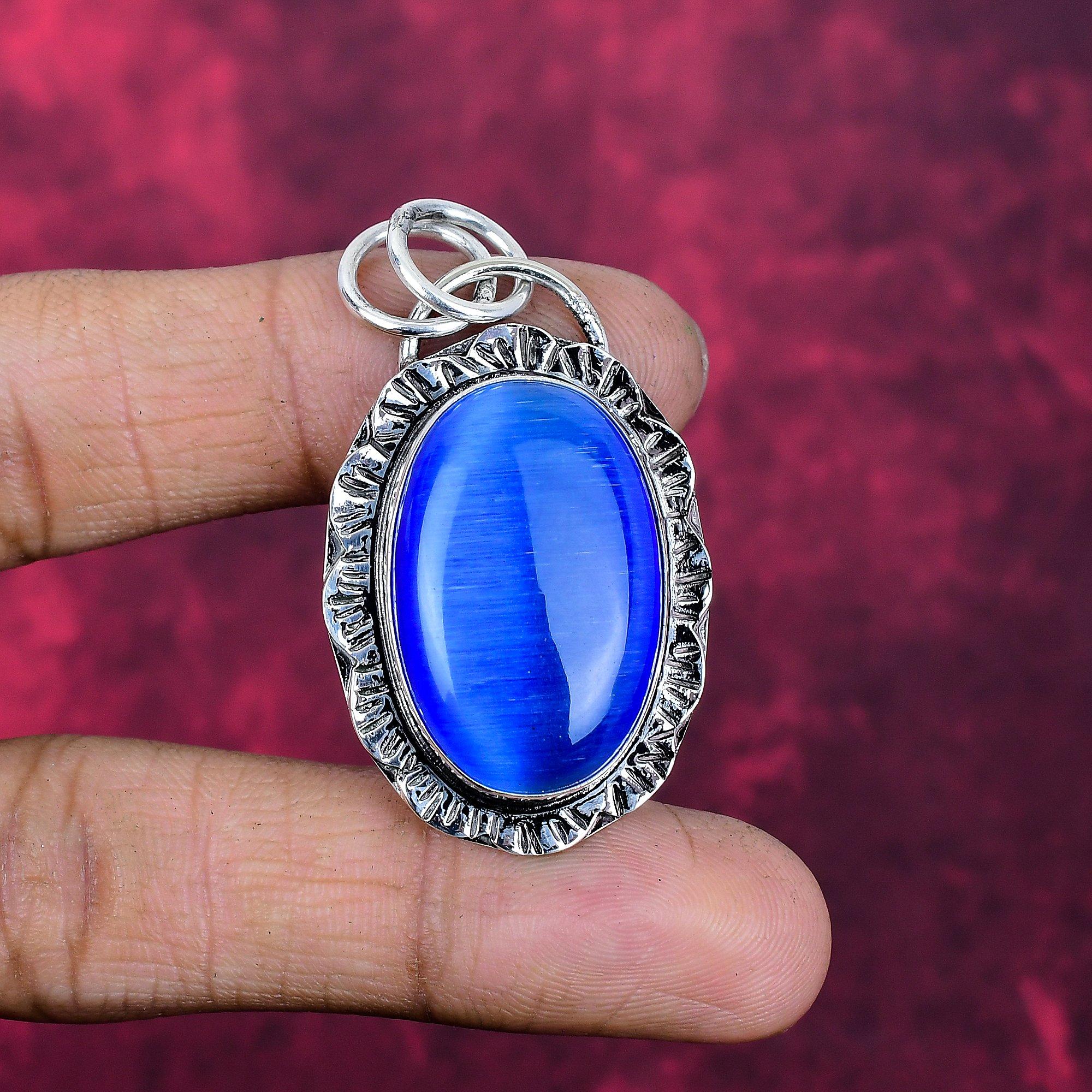 

Blue Monalisa Jewelry, 925 Solid Sterling Silver Pendant Handmade Gemstone Jewelry, Gifts For Wife Brand New Pendant 2.16 Inches