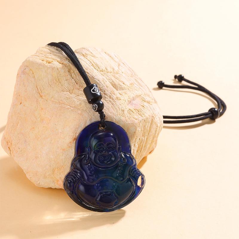 Thermochromic Pendant Necklaces Women Chinese Style Maitreya Necklace Jewelry New Sweater Style Drop