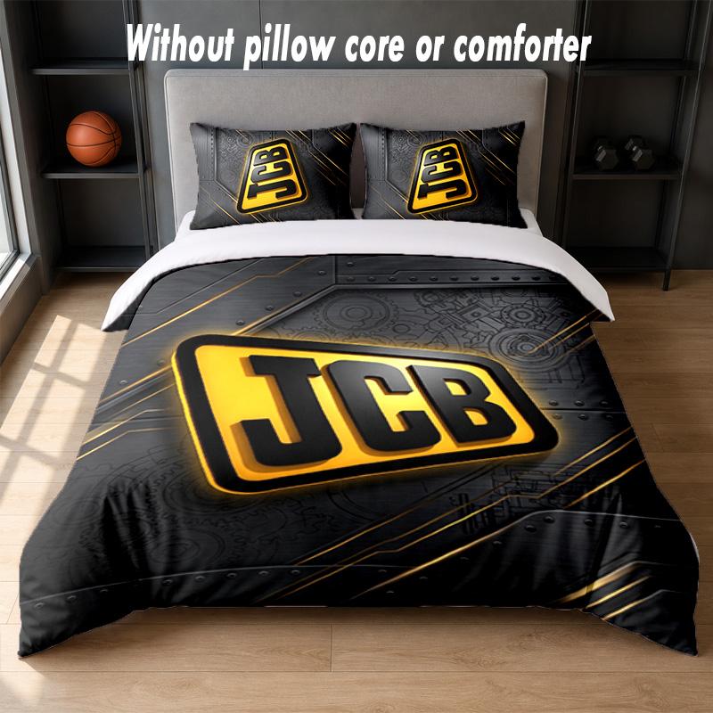 JCB Design Bed Bedding Set 1 Duvet Cover + 2 Pillowcases Soft Breathable Household Bed Linens