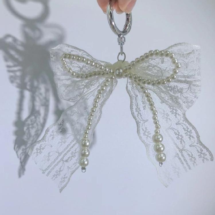 Fashionable Pearls Lace And Bows Jewelry Alloy Keyring Fashion Keychain Bag Pendant Adds Charm To Outfits For Women