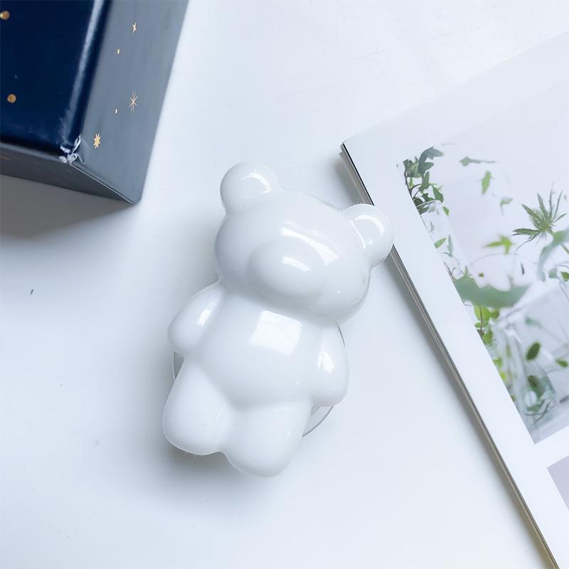 Epoxy Three-Dimensional Color Bear Mobile Phone Airbag Bracket Cute Transparent Paste Retractable Wind Ring Buckle