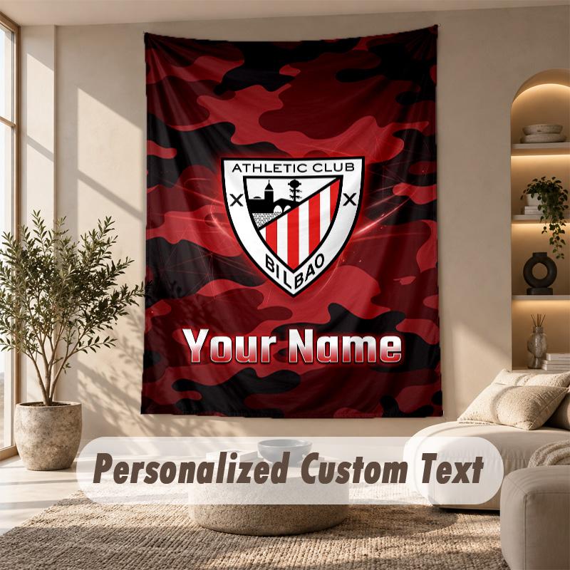 Tapestry Custom Name Text, Wall Hanging Tapestry Home Room DecorAthletic Bilbao FC