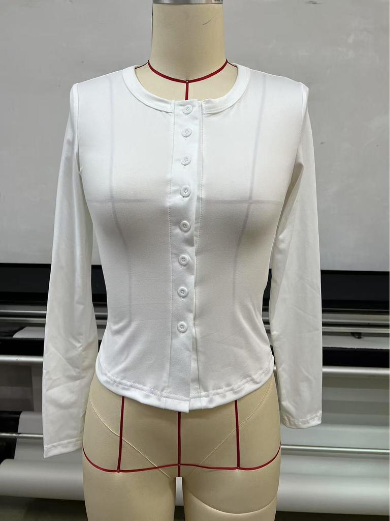 2025 European Autumn/Winter Slim Fit Long Sleeve Women’s Open Shirt