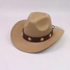 Western New Men's and Women's Ethnic Style Sun Hat, Woolen Retro Curved-brimmed Jazz Hat, Big-brimmed Cowboy Top Hat