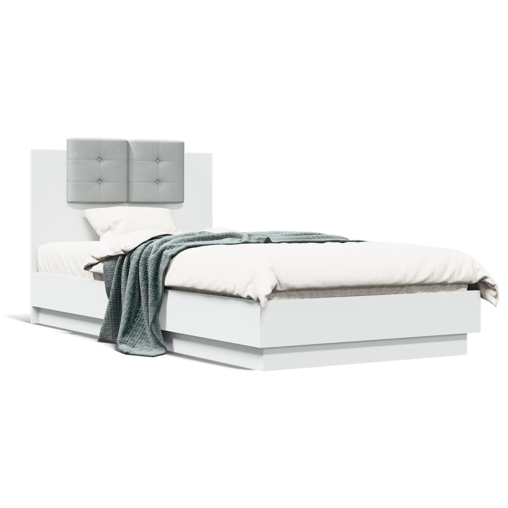 Bed Frame with Headboard White 75 x 190 cm Engineered Wood