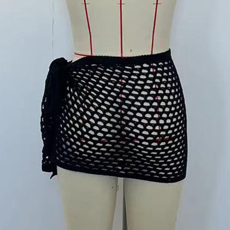 Women's European & American Sexy Knit Cutout See-through Short Beach Skirt