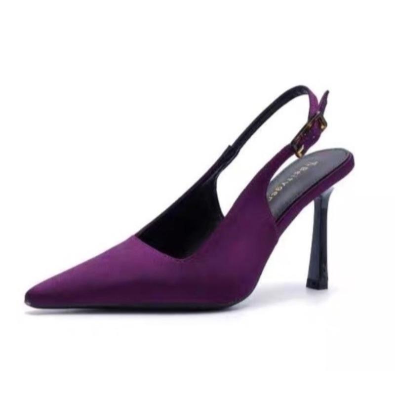 Fashion Summer New Stiletto Sandals Women's Fashion Pointed Head Shallow Mouth One Word Buckle Anti-slip Wear-resistant High Heels