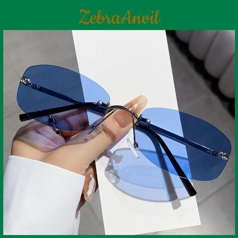 Y2k Blue Square Sunglasses With Uv400 Protection For Fashion Streetwear