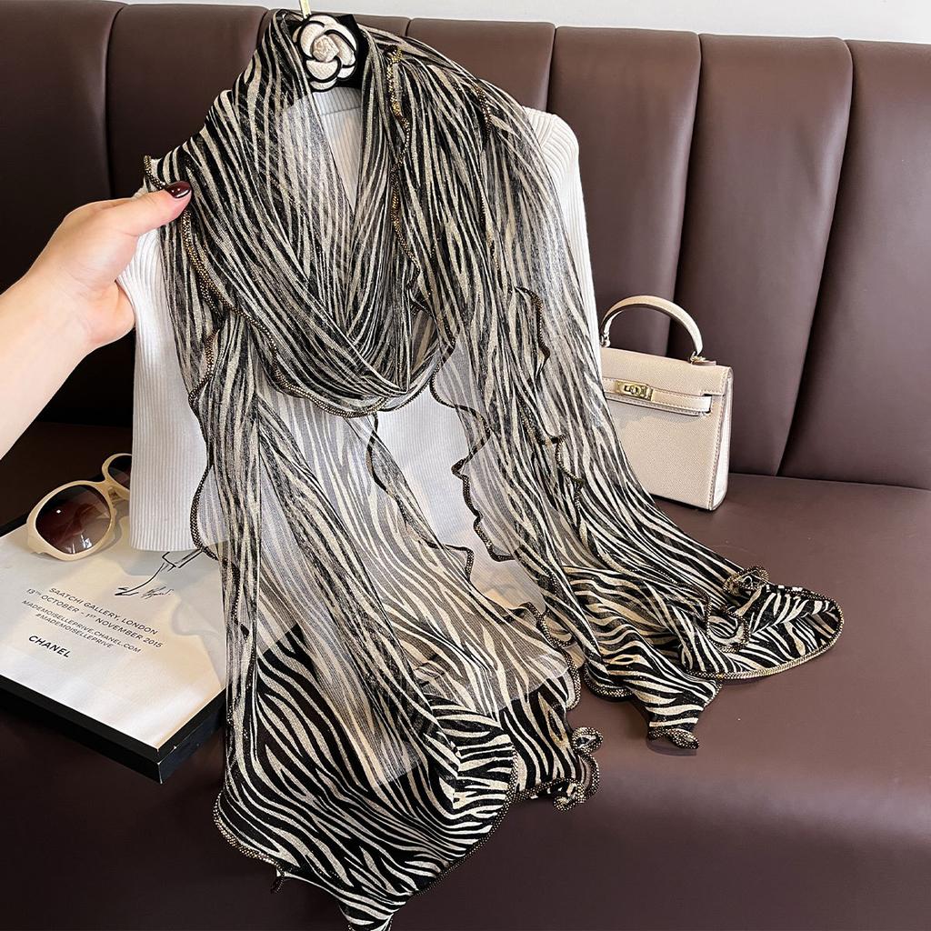 Simulation Silk Scarf Chiffon Yarn Scarf Women'S Long Ribbon Women'S Versatile Accessories Scarf High-End Versatile Silk Scarf
