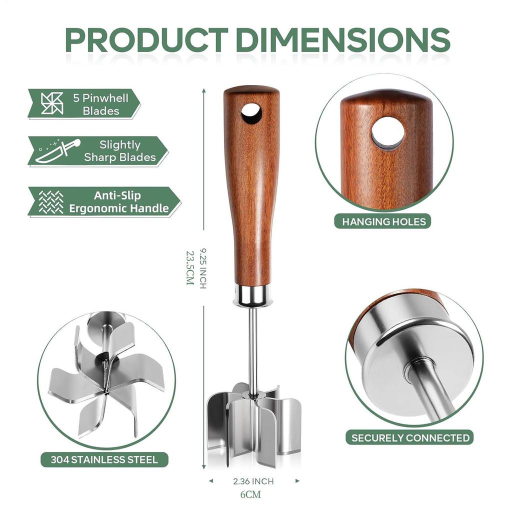 Hackfleischzerkleinerer Kartoffelstampfer mit Holzgriff Multifunktionaler Lebensmittelstampfer für Küche Catering Zuhause Fleisch Gemüse Kartoffel