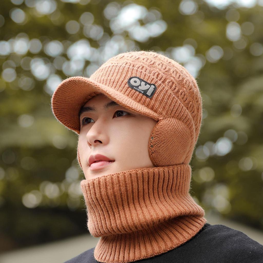 Woolen Hat for Men In Winter Windproof Large Brim Warm and Cold Hat New Knitted Hat Autumn and Winter Cold Proof Hat for Men