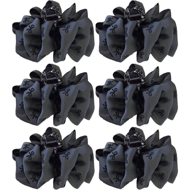 New Temperament Bow Hair Clip Women's Black Satin Shark Clip Fashion Hair Accessories