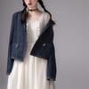Spring and Autumn Jacket Lines Decorated Blue Denim Jacket Female Spring and Autumn Tops