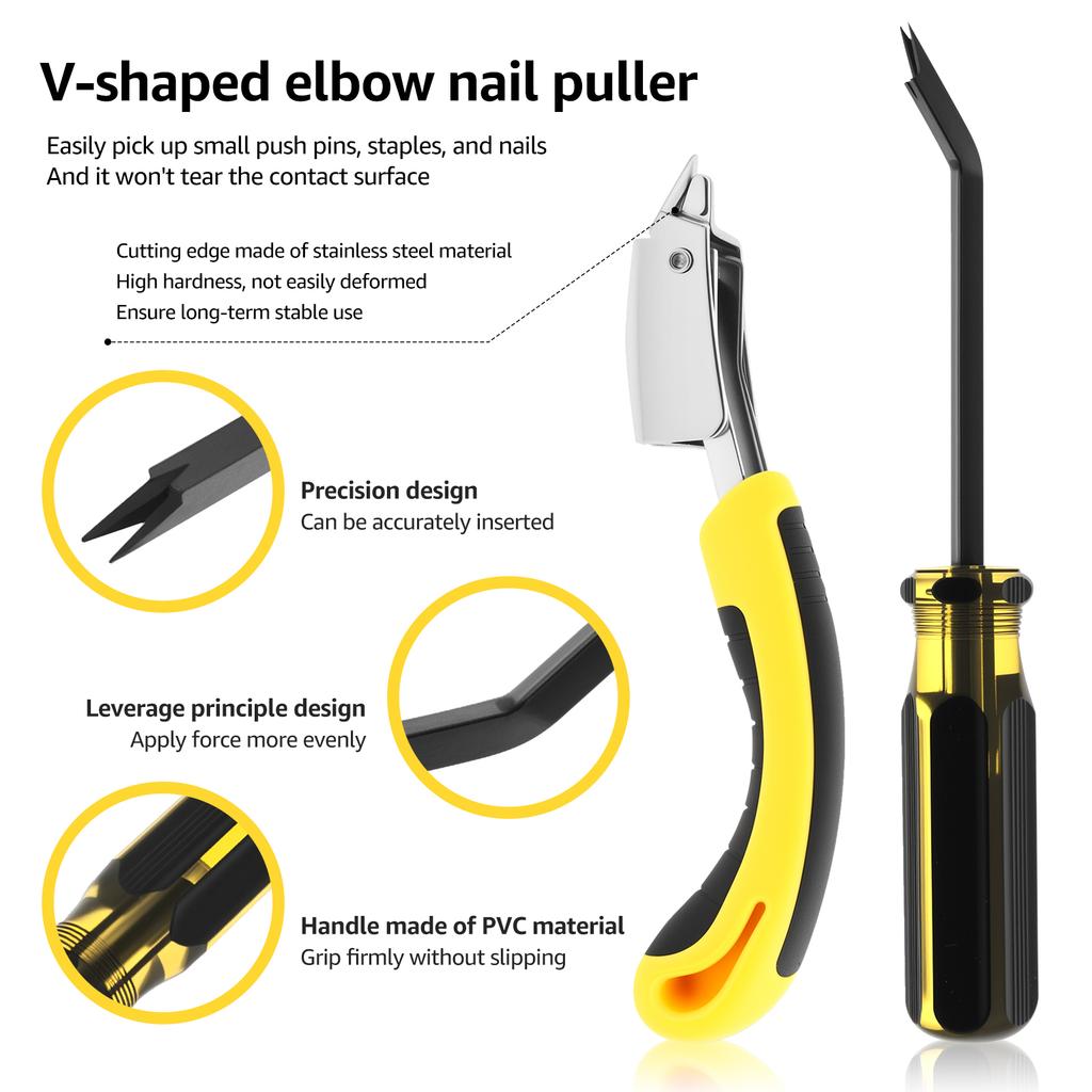 2 Pcs Staple Remover Heavy Staples Nail Puller Practical Upholstery Staple Remover Tools for Carpet Furnishing Floor and Carton