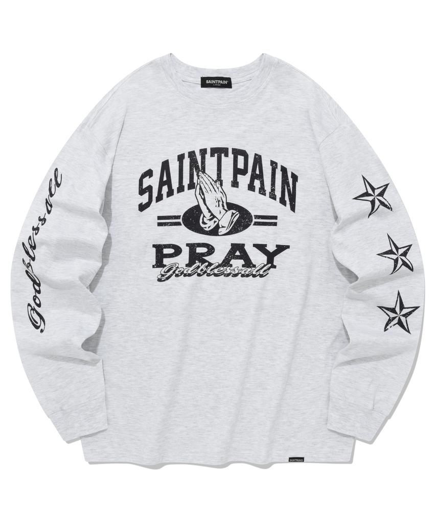 SAINTPAIN Sp Pray Hands Long Sleeve - Ash Melange