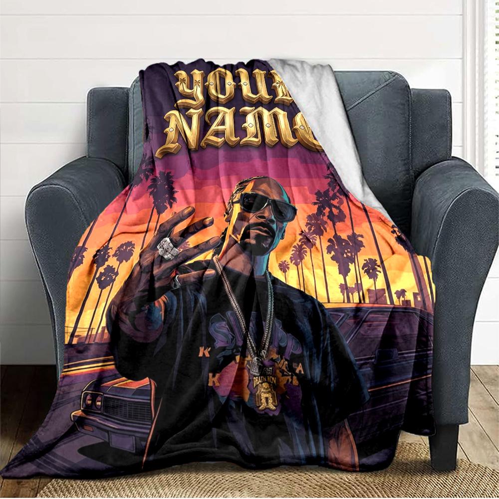Name Custom Snoop Dogg Print Flannel Blanket High Quality Warm Comfortable Cover for All Seasons Perfect for Gifts Home Decor