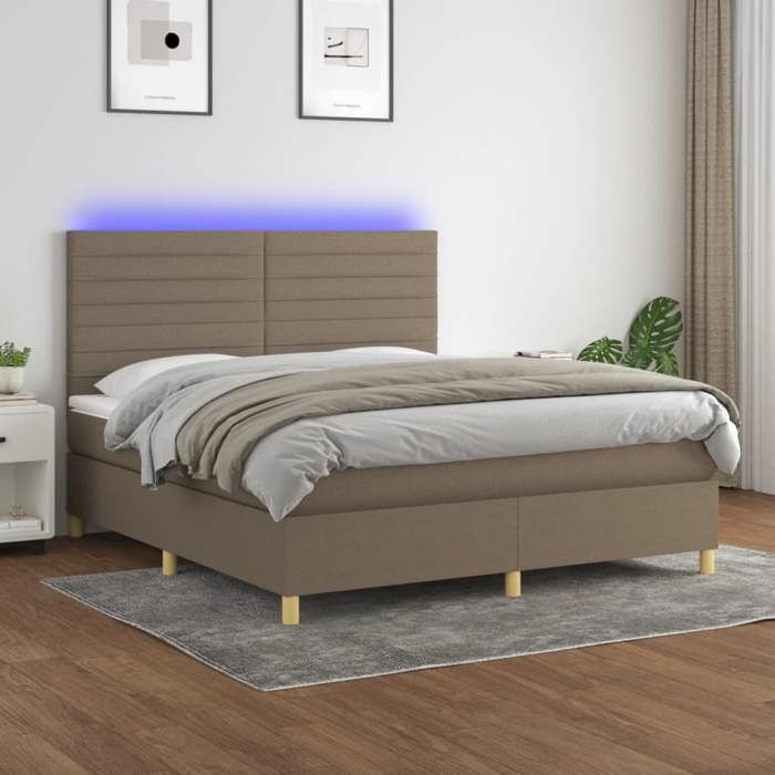 VidaXL Sommier à Lattes de Lit avec Matelas et LED, Lit Rembourré, Lit Double, Lit Adulte de Chambre à Coucher Intérieur, 3135529