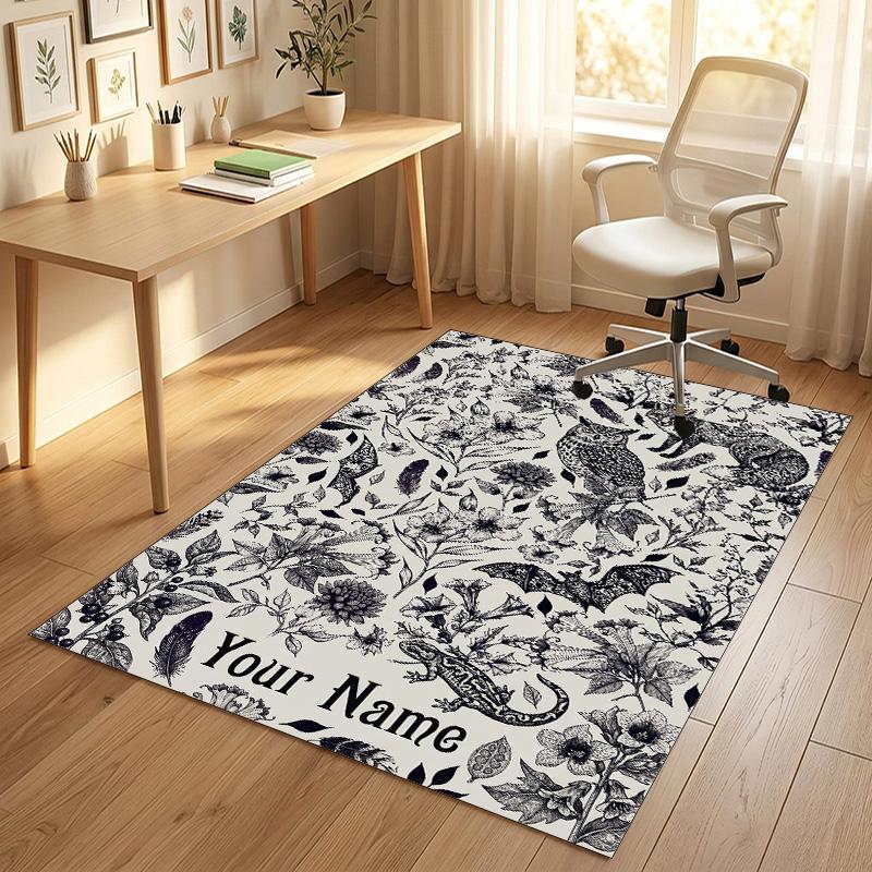 Wild Animal Safari Theme Soft Crystal Velvet Rug Custom Name & Text Print Non Slip Floor Rug for Bedroom Living Room
