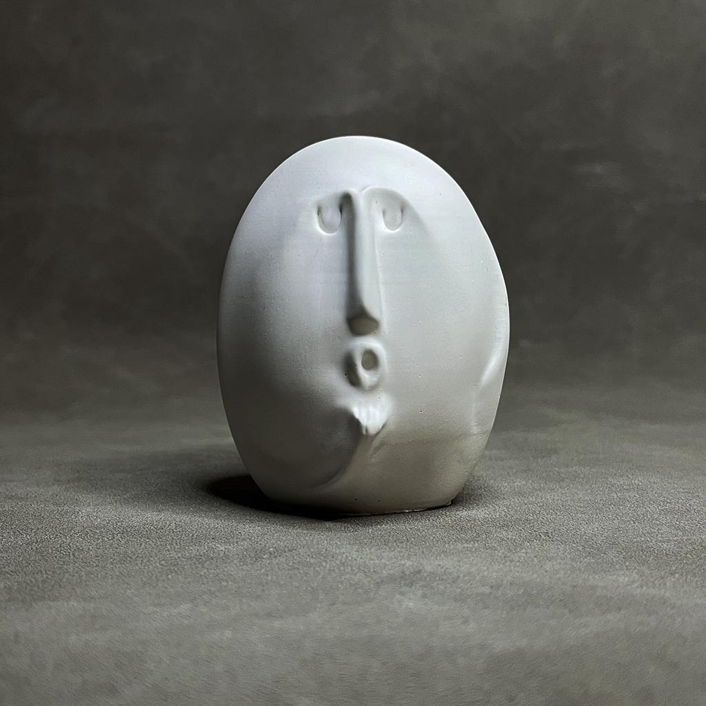 Decoración de Mesa de Sala de Estar Escultura Abstracta de Rostro Humano Figura Redonda Artística de Yeso Manualidad Decoración Estética de Interior