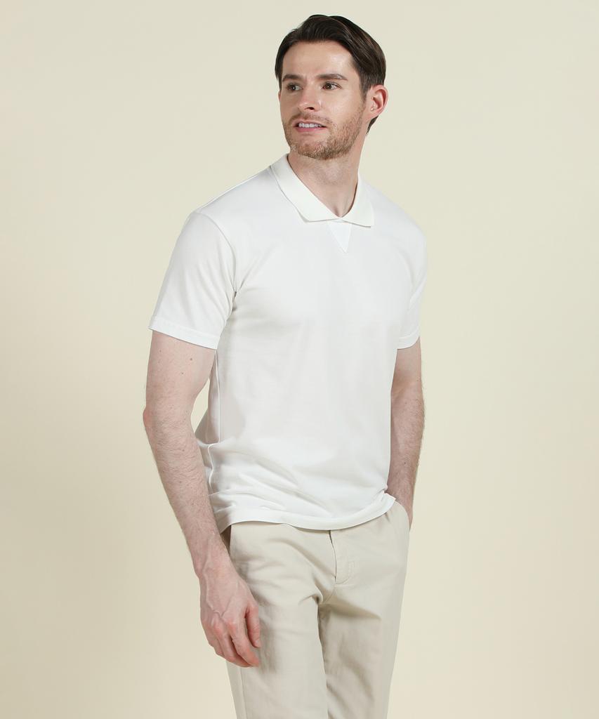 PANICALE White Johnny Collar Polo Shirt