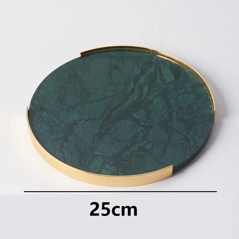 

Nordic Golden Cosmetics Jewelry Storage Tray Storage Round Desktop Decorations Living Room Decorations Light Luxury Marble Tray