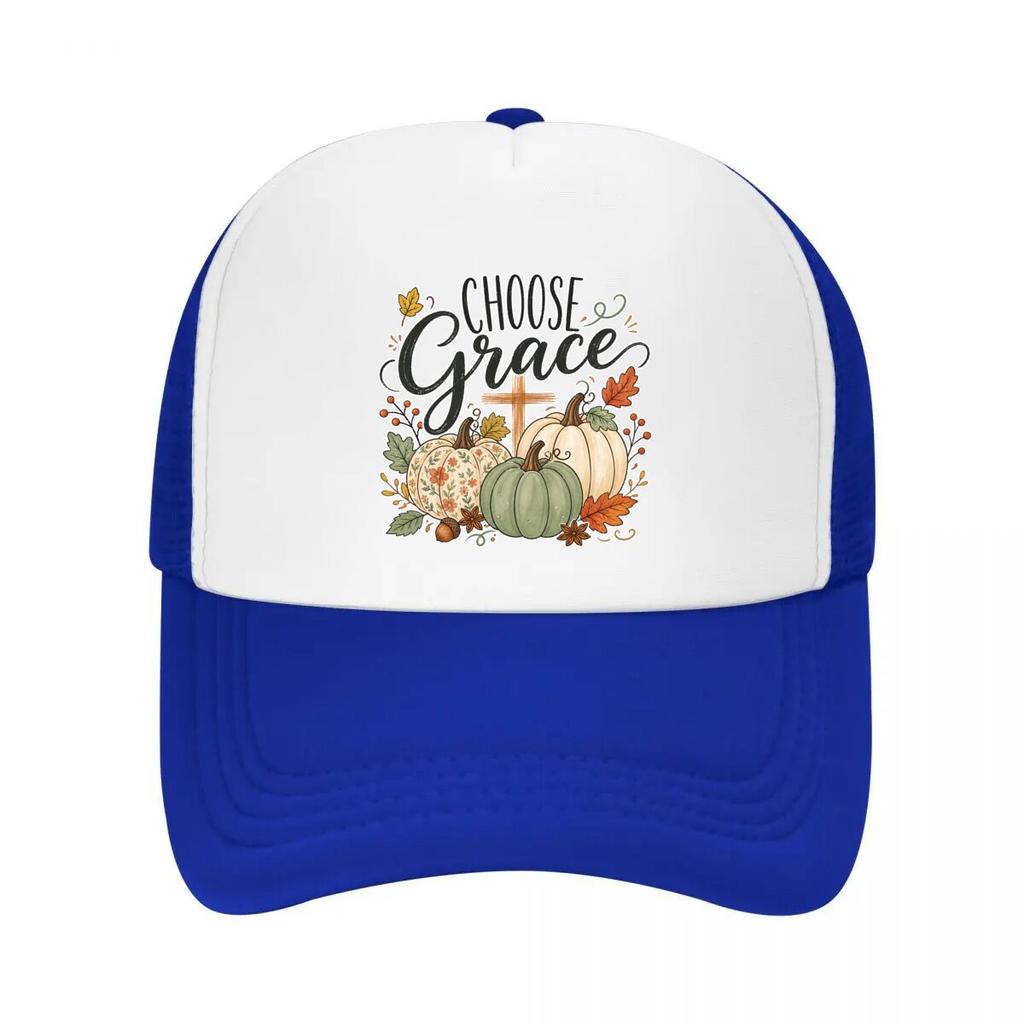 Autumn Faith Pumpkin Grace Lettering Mesh Baseball Cap Casual Hat Outdoor For Womens Unisex FeUnisex
