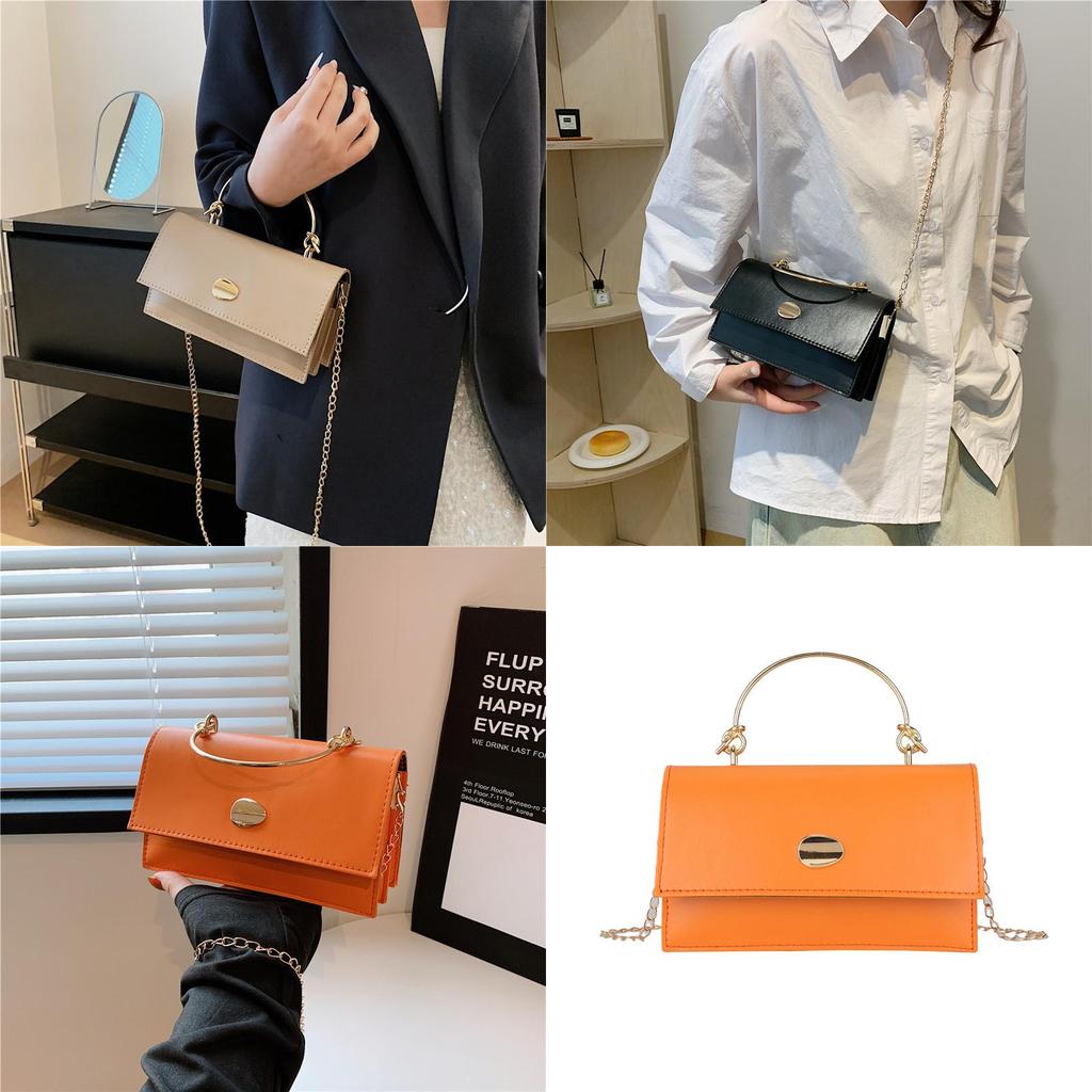 Fashionable Street Style Pu Leather Chain Shoulder Bag Beautiful Square Crossbody Bag